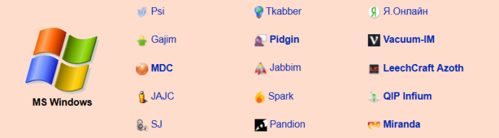 Большой выбор Jabber-клиентов. Подробнее на http://jabberclient.ruworld.info/Клиенты_Jabber